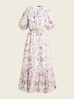 J. Crew White Floral Open Back Midi Dress w/ Pockets 8 Tall Romantic Feminine